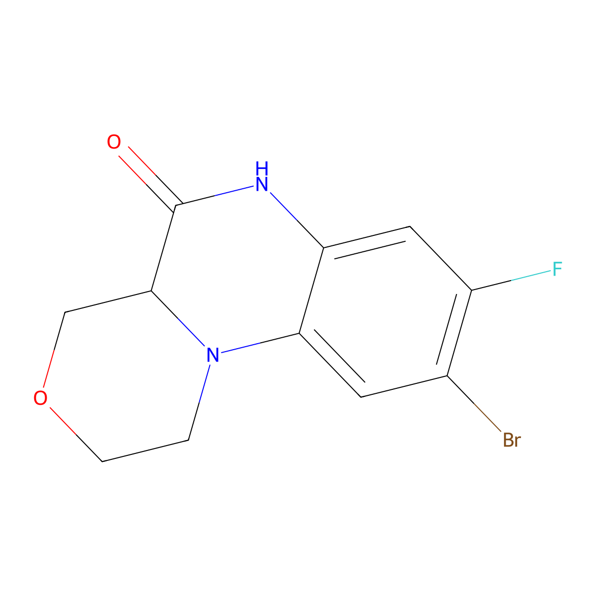 9-bromo-8-fluoro-1H,2H,4H,4aH,5H,6H-morpholino[4,3-a]quinoxalin-5-one molecular structure, CAS 1706683-14-8