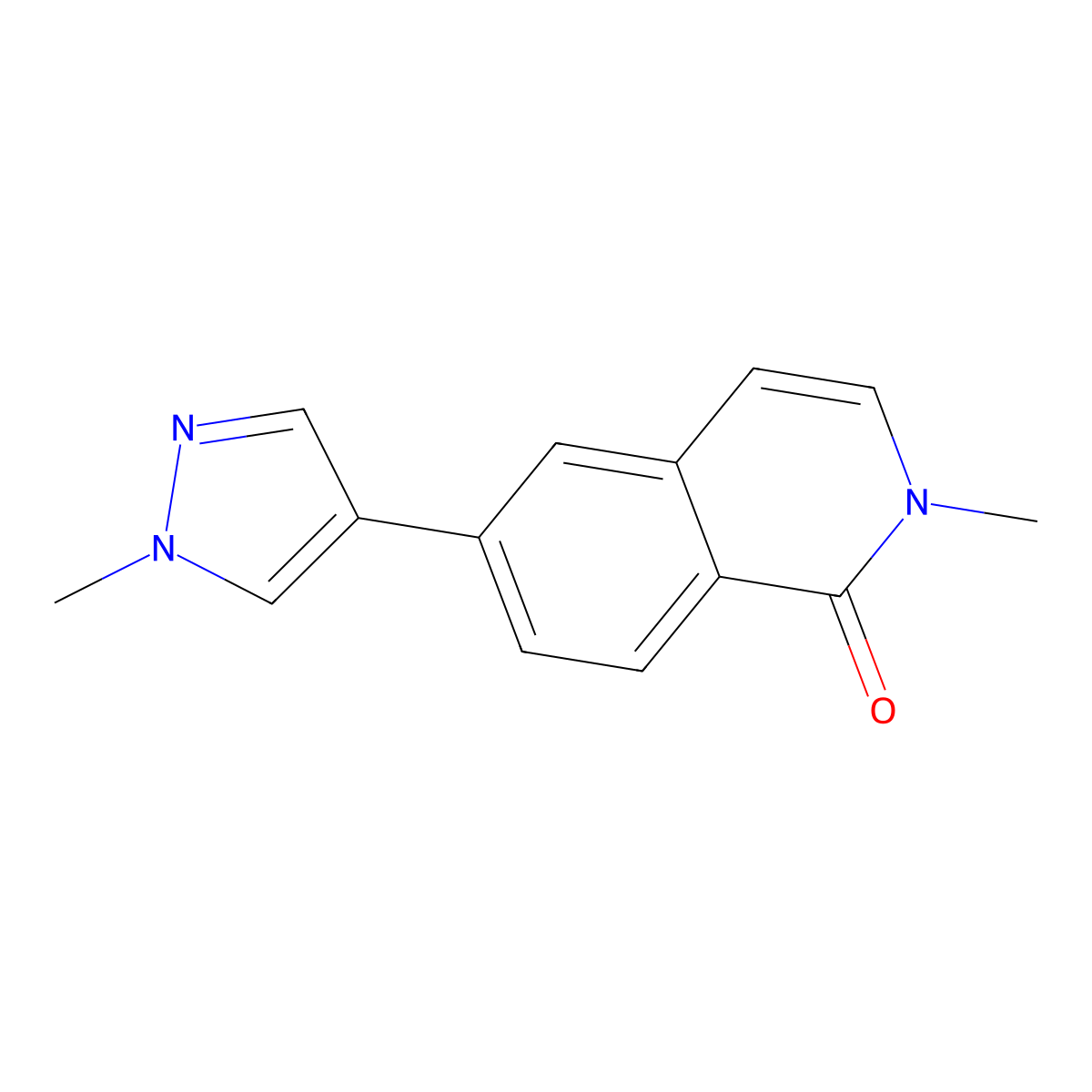 2-Methyl-6-(1-methylpyrazol-4-yl)isoquinolin-1-one molecular structure, CAS 1706749-38-3