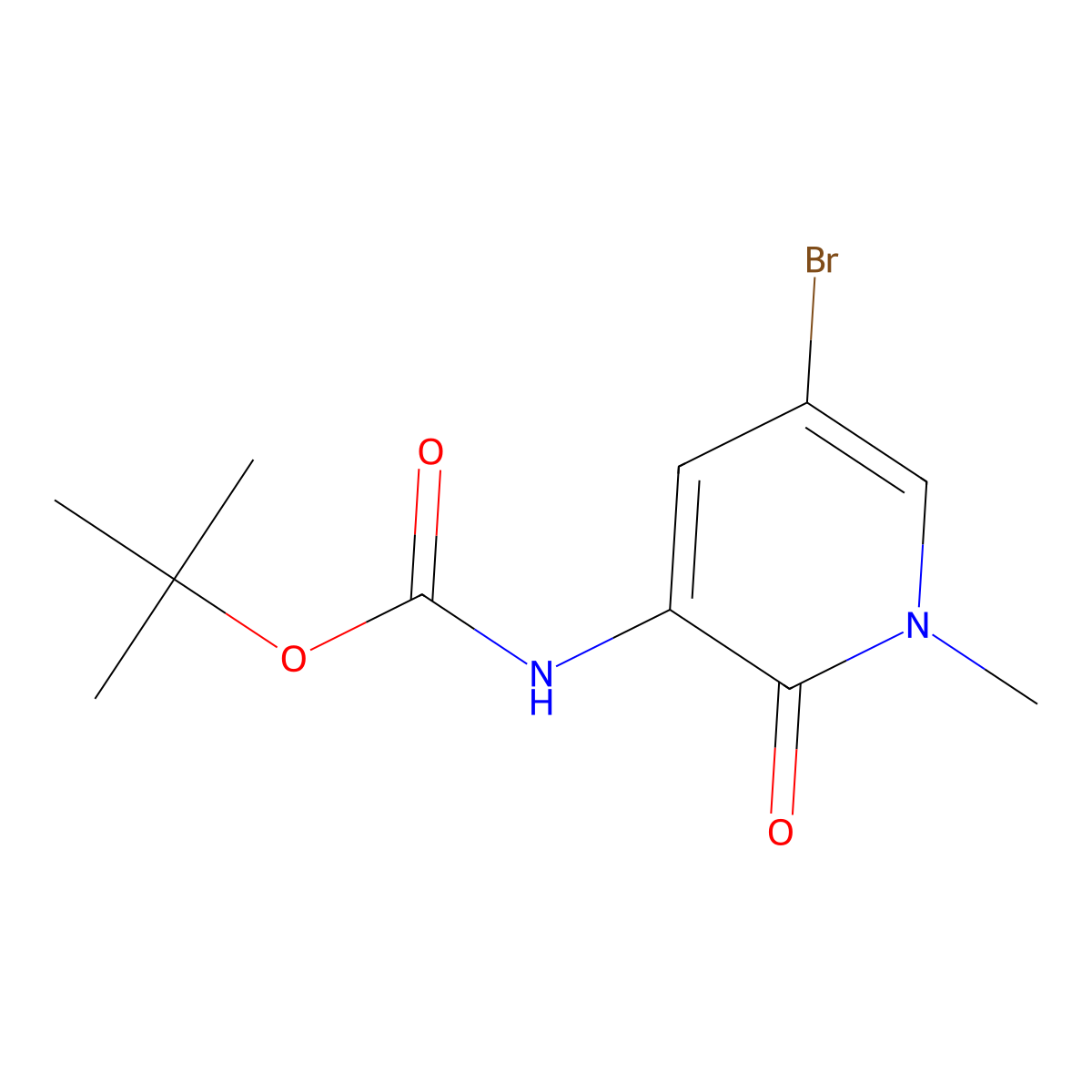 Tert-butyl 5-bromo-1-methyl-2-oxo-1,2-dihydropyridin-3-ylcarbamate molecular structure, CAS 1706749-88-3
