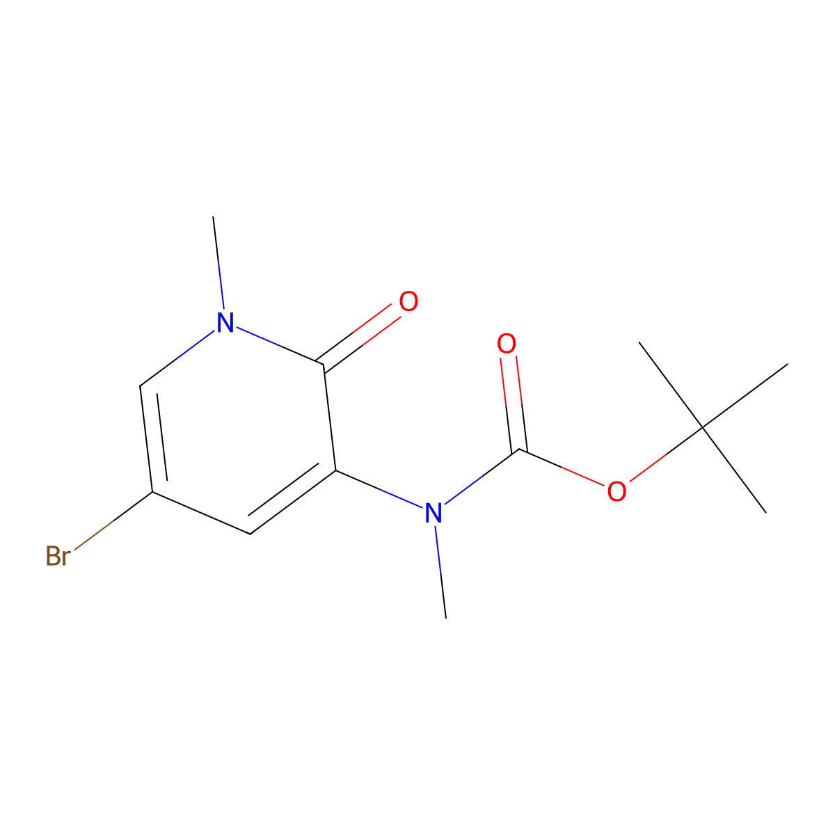 Tert-butyl 5-bromo-1-methyl-2-oxo-1,2-dihydropyridin-3-yl(methyl)carbamate molecular structure, CAS 1706749-90-7