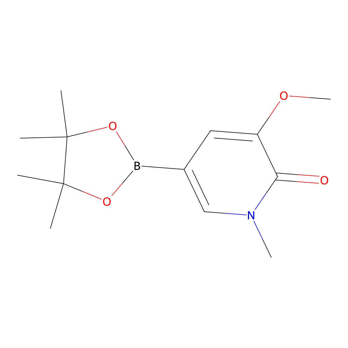 3-Methoxy-1-methyl-5-(4,4,5,5-tetramethyl-1,3,2-dioxaborolan-2-yl)-1,2-dihydropyridin-2-one molecular structure, CAS 1706750-42-6