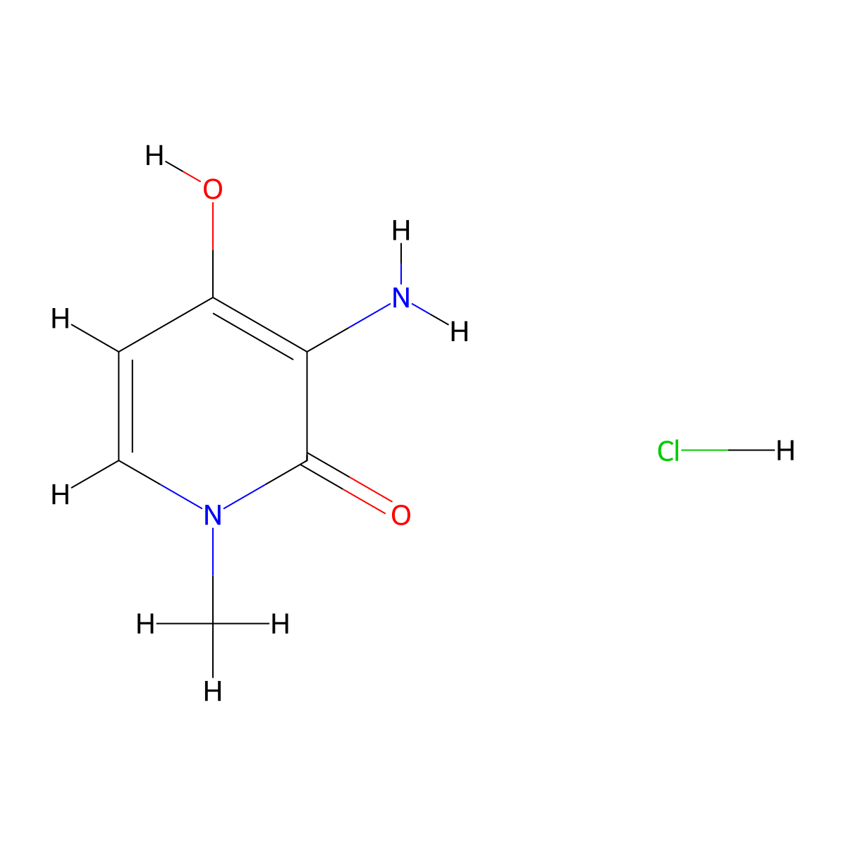 3-amino-4-hydroxy-1-methylpyridin-2(1H)-one hydrochloride molecular structure, CAS 1706751-76-9