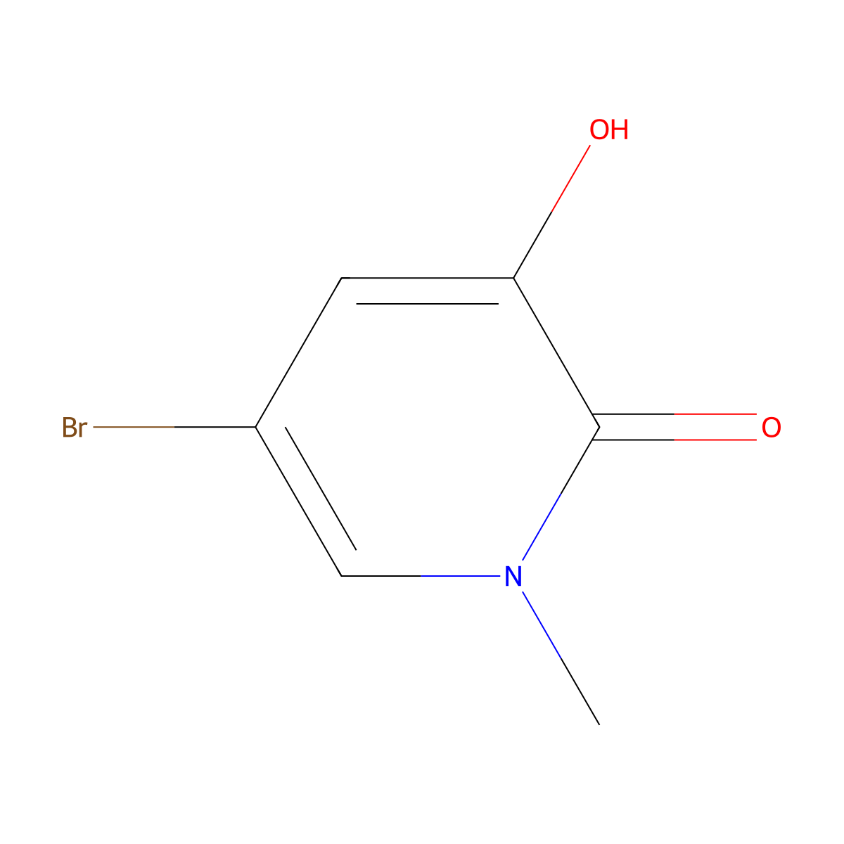 5-Bromo-3-hydroxy-1-methyl-1,2-dihydropyridin-2-one molecular structure, CAS 1706752-65-9
