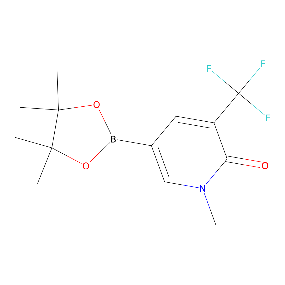 1-Methyl-5-(tetramethyl-1,3,2-dioxaborolan-2-yl)-3-(trifluoromethyl)-1,2-dihydropyridin-2-one molecular structure, CAS 1706753-51-6