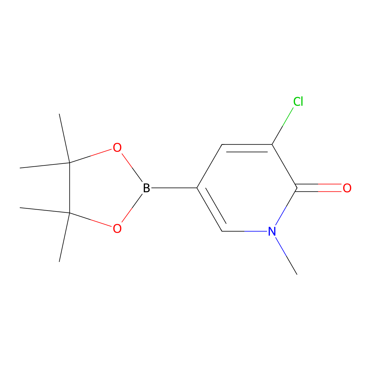 3-Chloro-1-methyl-5-(4,4,5,5-tetramethyl-1,3,2-dioxaborolan-2-yl)-1,2-dihydropyridin-2-one molecular structure, CAS 1706754-49-5