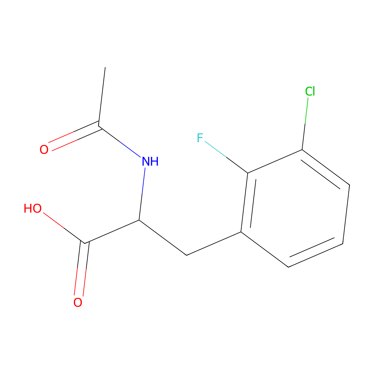 3-(3-Chloro-2-fluorophenyl)-2-acetamidopropanoic acid molecular structure, CAS 1706761-40-1