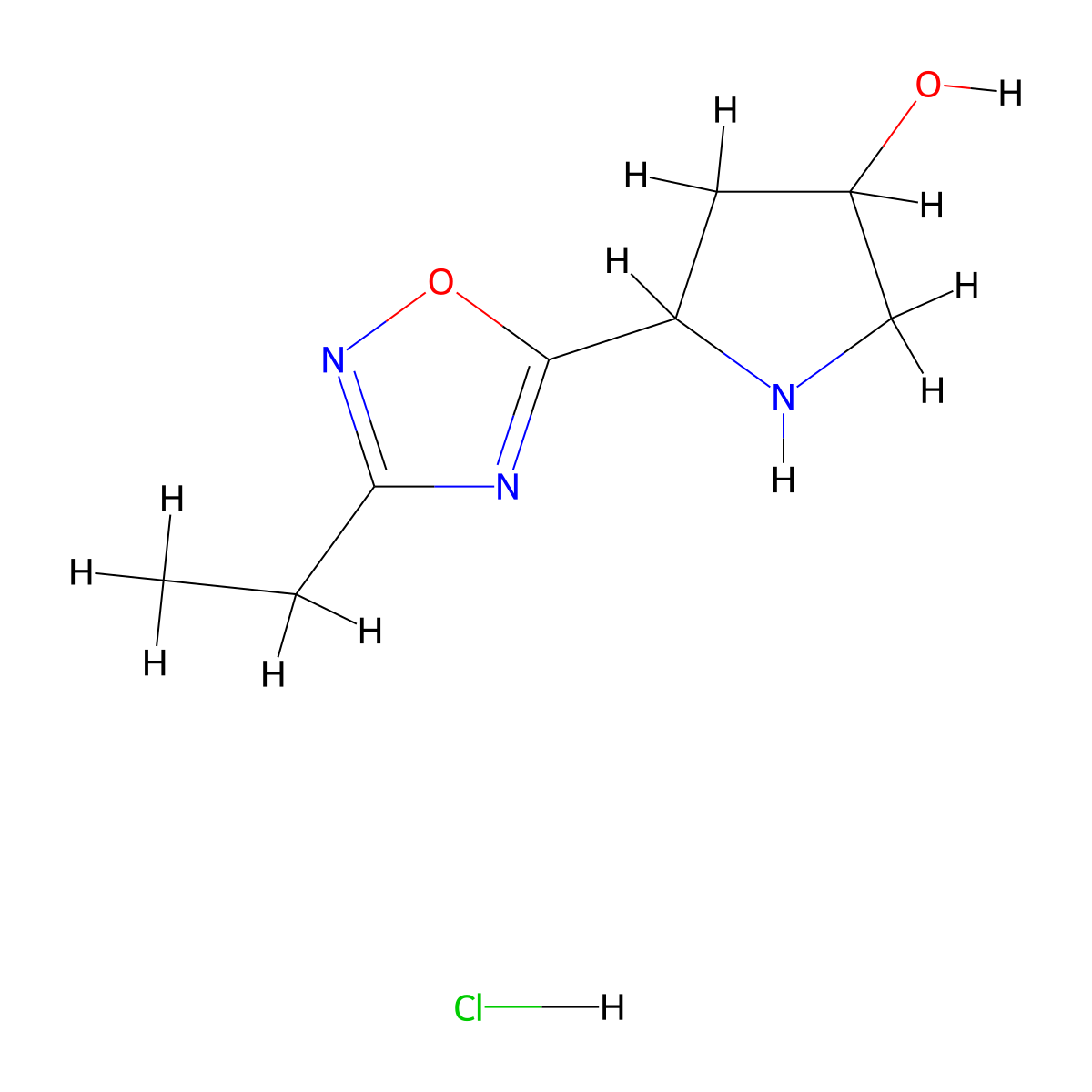 5-(3-Ethyl-1,2,4-oxadiazol-5-yl)pyrrolidin-3-ol hydrochloride molecular structure, CAS 1706806-23-6