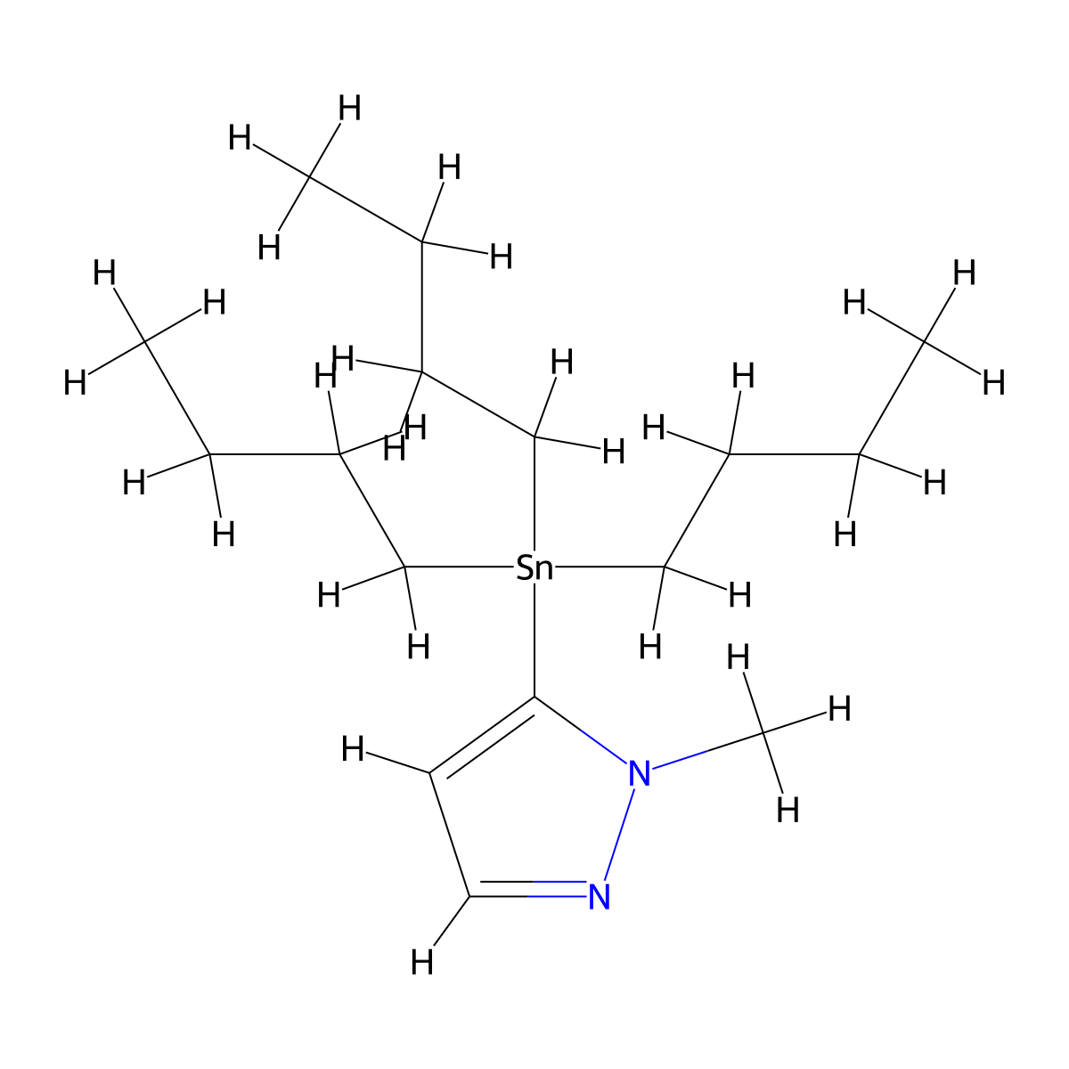 1-Methyl-5-(tributylstannyl)-1H-pyrazole molecular structure, CAS 170682-50-5