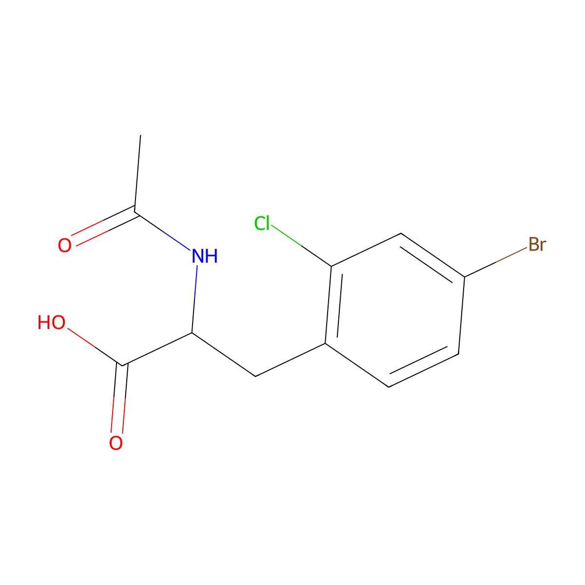 3-(4-Bromo-2-chlorophenyl)-2-acetamidopropanoic acid molecular structure, CAS 1706845-43-3