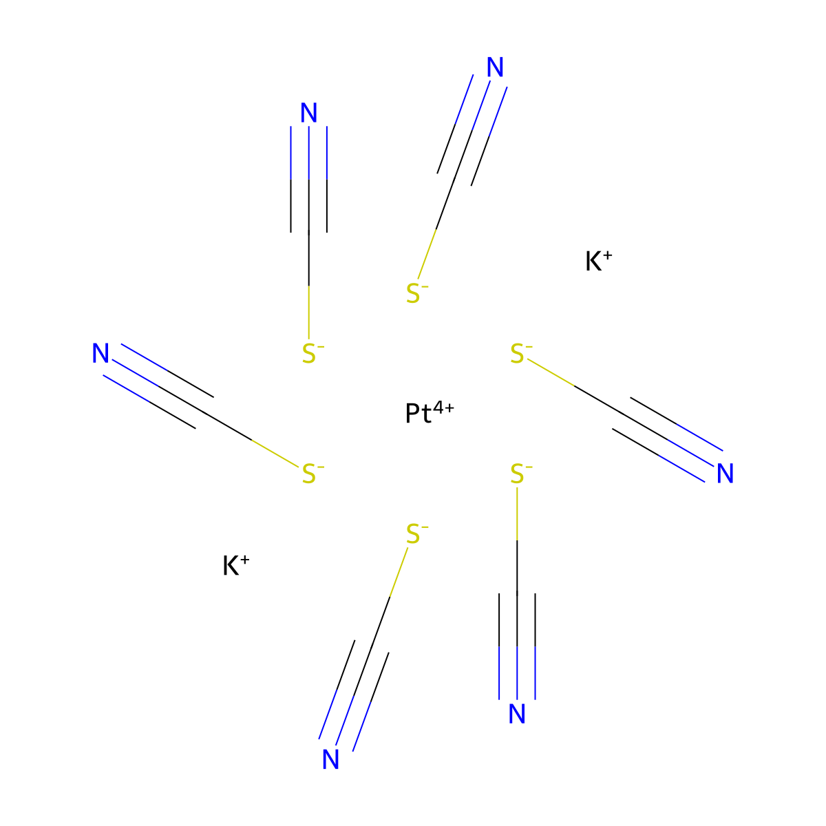 Potassium hexakis(thiocyanato)platinate(IV) molecular structure, CAS 17069-38-4