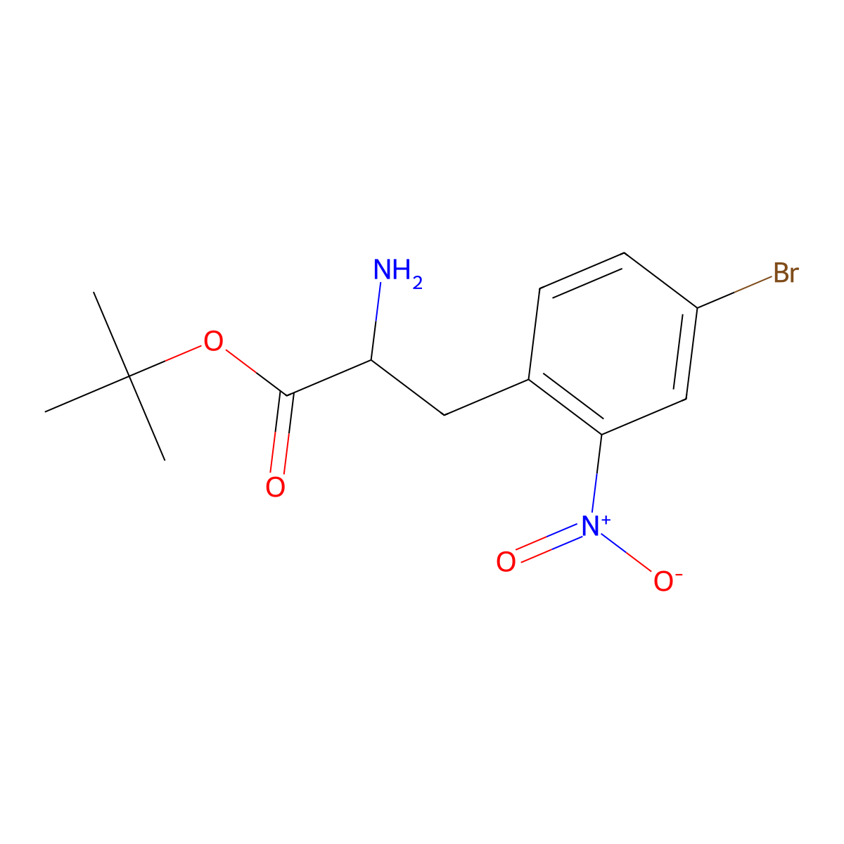 Tert-butyl 2-amino-3-(4-bromo-2-nitrophenyl)propanoate molecular structure, CAS 1706911-66-1