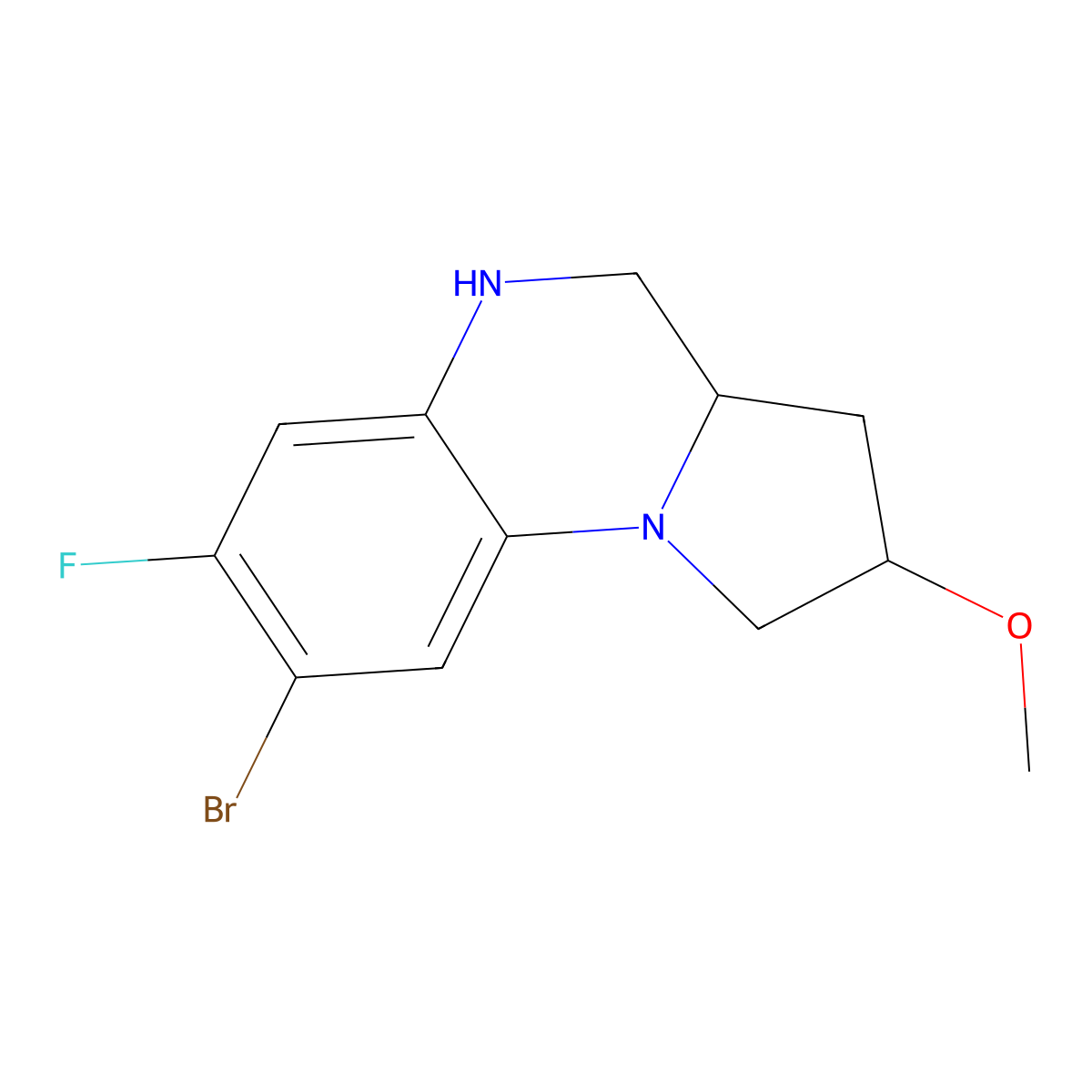 8-bromo-7-fluoro-2-methoxy-1H,2H,3H,3aH,4H,5H-pyrrolo[1,2-a]quinoxaline molecular structure, CAS 1706965-72-1