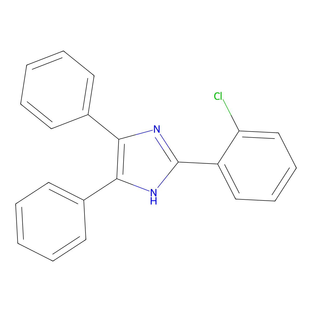 1H-Imidazole, 2-(2-chlorophenyl)-4,5-diphenyl- molecular structure, CAS 1707-67-1