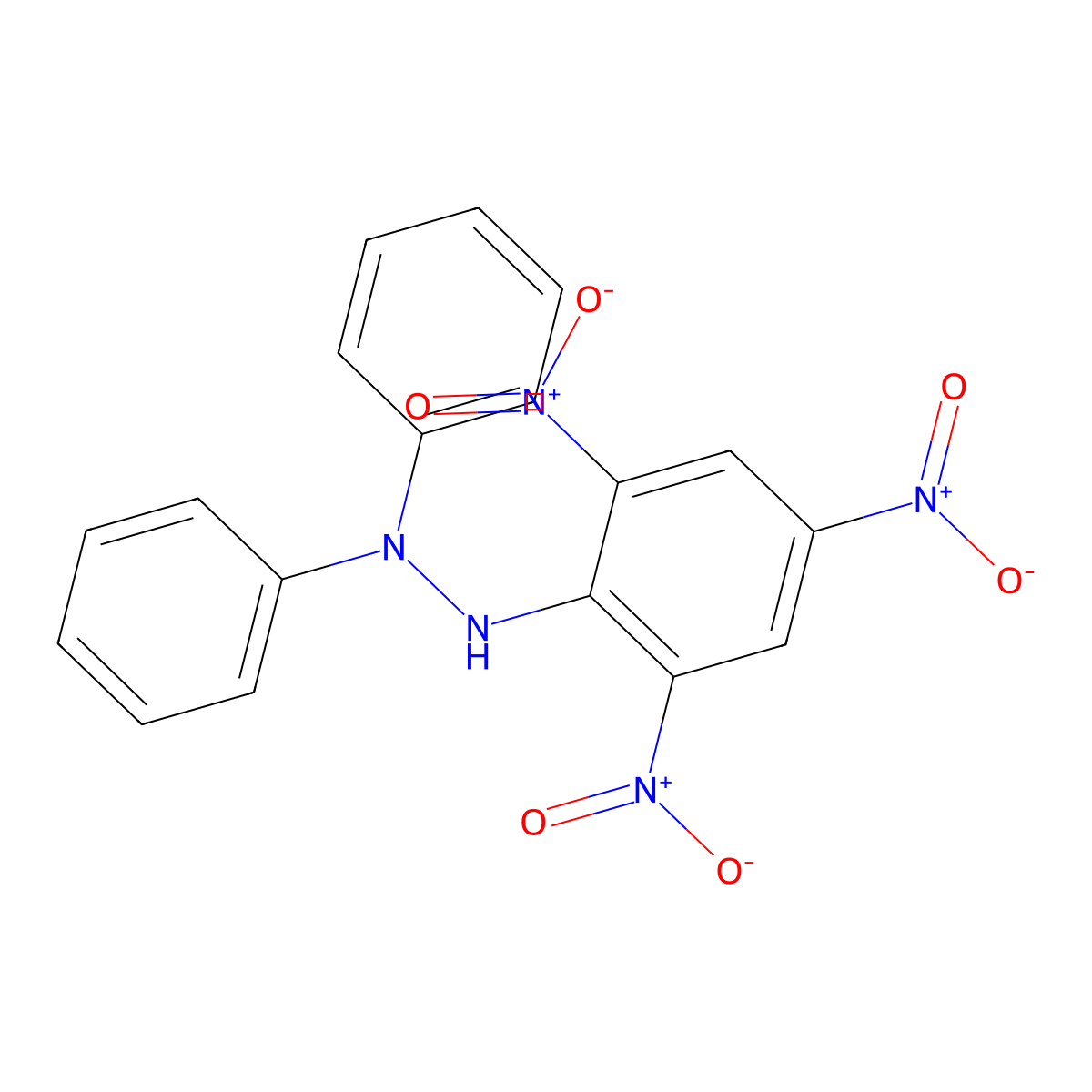 Hydrazine, 1,1-diphenyl-2-(2,4,6-trinitrophenyl)- molecular structure, CAS 1707-75-1