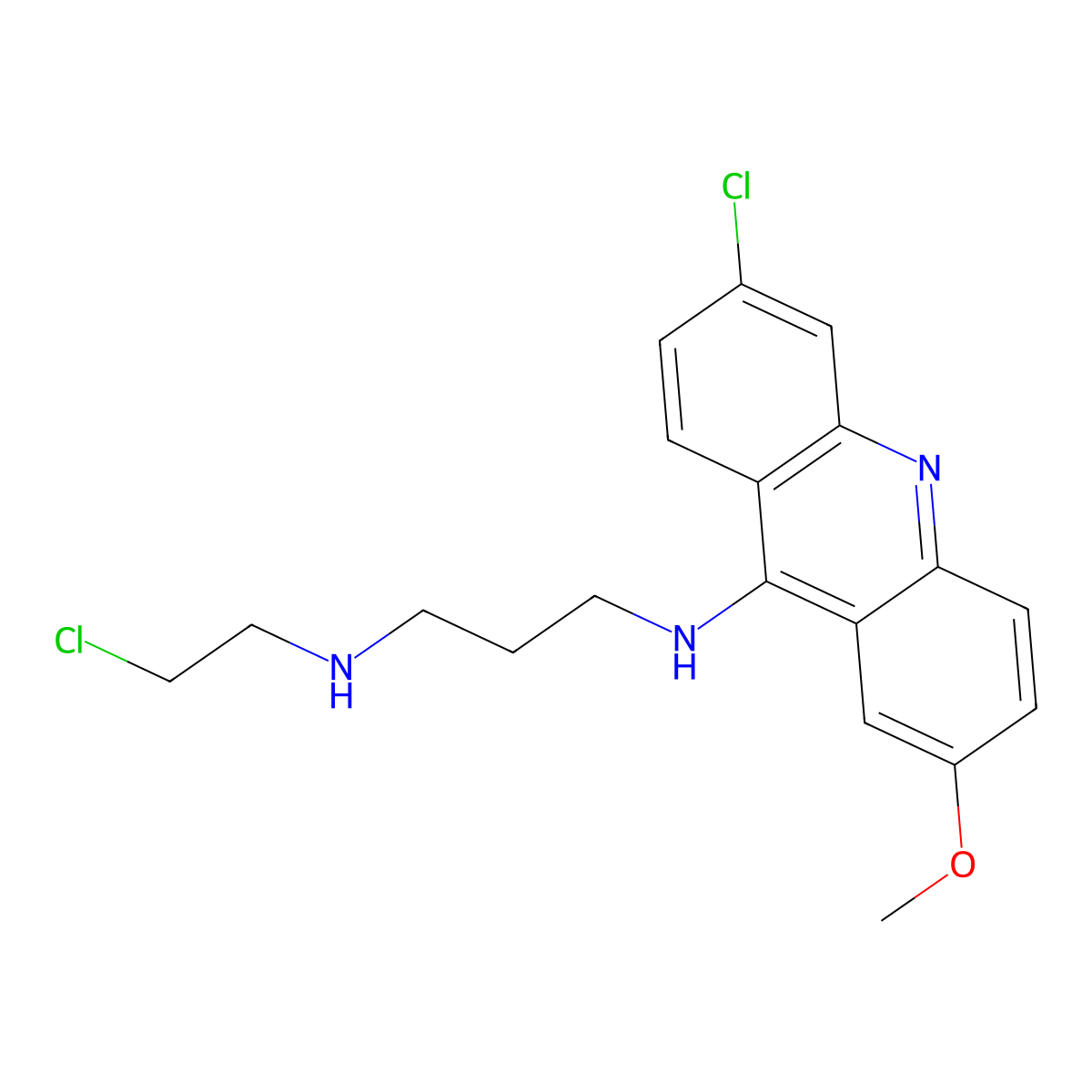 N1-(2-Chloroethyl)-N3-(6-chloro-2-methoxy-9-acridinyl)-1,3-propanediamine molecular structure, CAS 17070-44-9