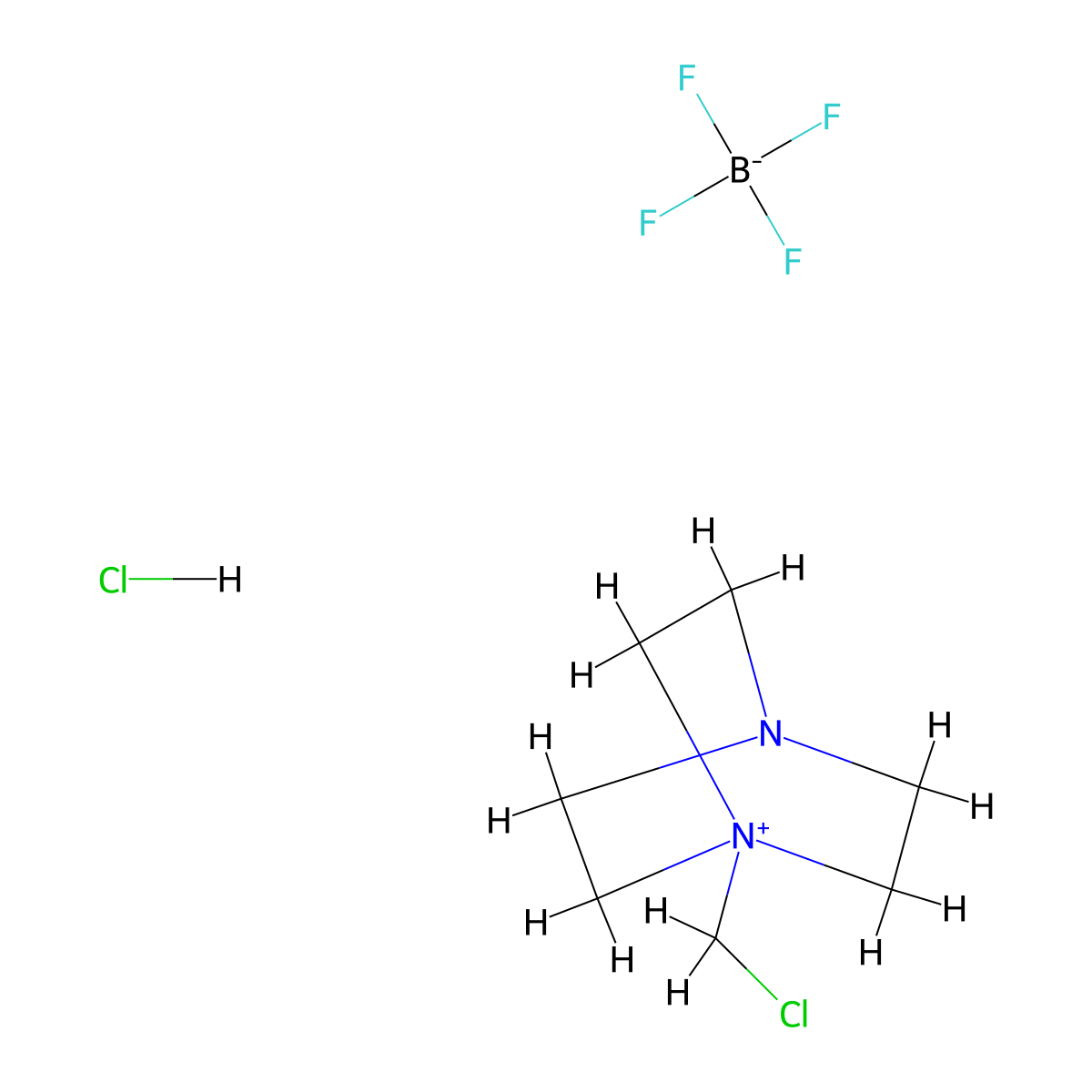 1-(Chloromethyl)-1,4-diazabicyclo[2.2.2]octan-1-ium tetrafluoroborate hydrochloride molecular structure, CAS 170703-53-4