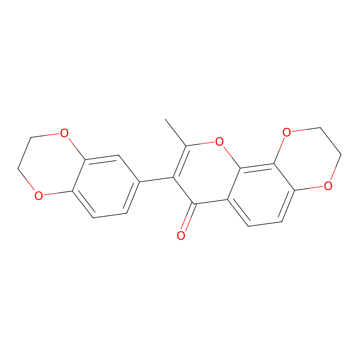 8-(2,3-Dihydro-1,4-benzodioxin-6-yl)-9-methyl-2,3-dihydropyrano[3,2-h][1,4]benzodioxin-7-one molecular structure, CAS 170708-81-3