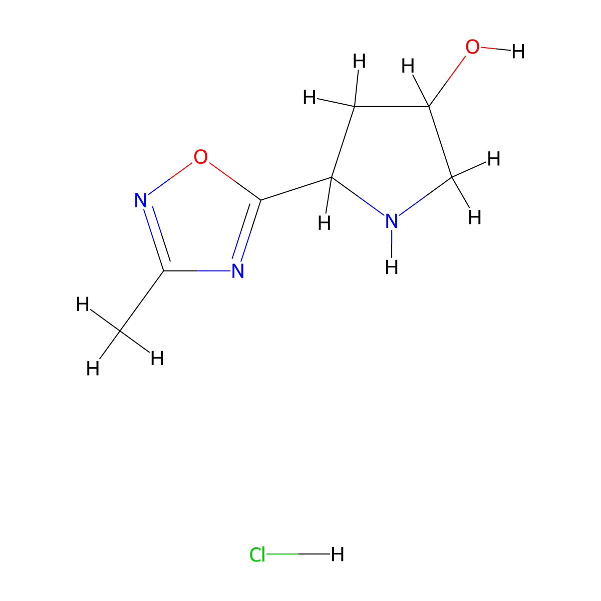 5-(3-Methyl-1,2,4-oxadiazol-5-yl)pyrrolidin-3-ol hydrochloride molecular structure, CAS 1707152-28-0