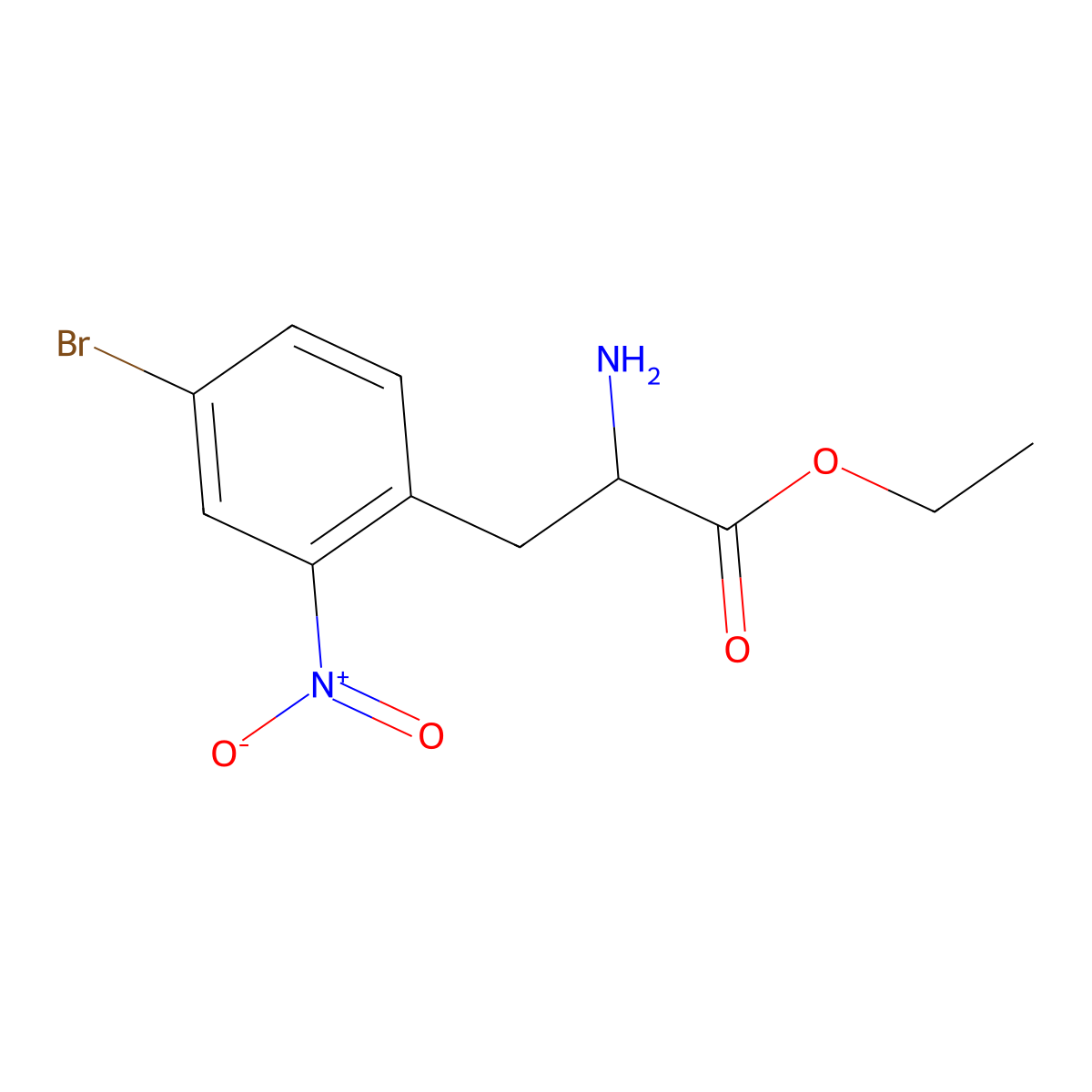 Ethyl 2-amino-3-(4-bromo-2-nitrophenyl)propanoate molecular structure, CAS 1707257-55-3