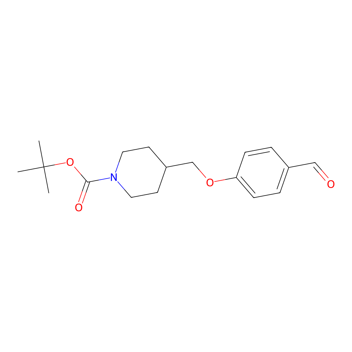 4-(N-t-Butyloxycarbonylpiperidin-4-ylmethoxy)benzaldehyde molecular structure, CAS 170726-00-8