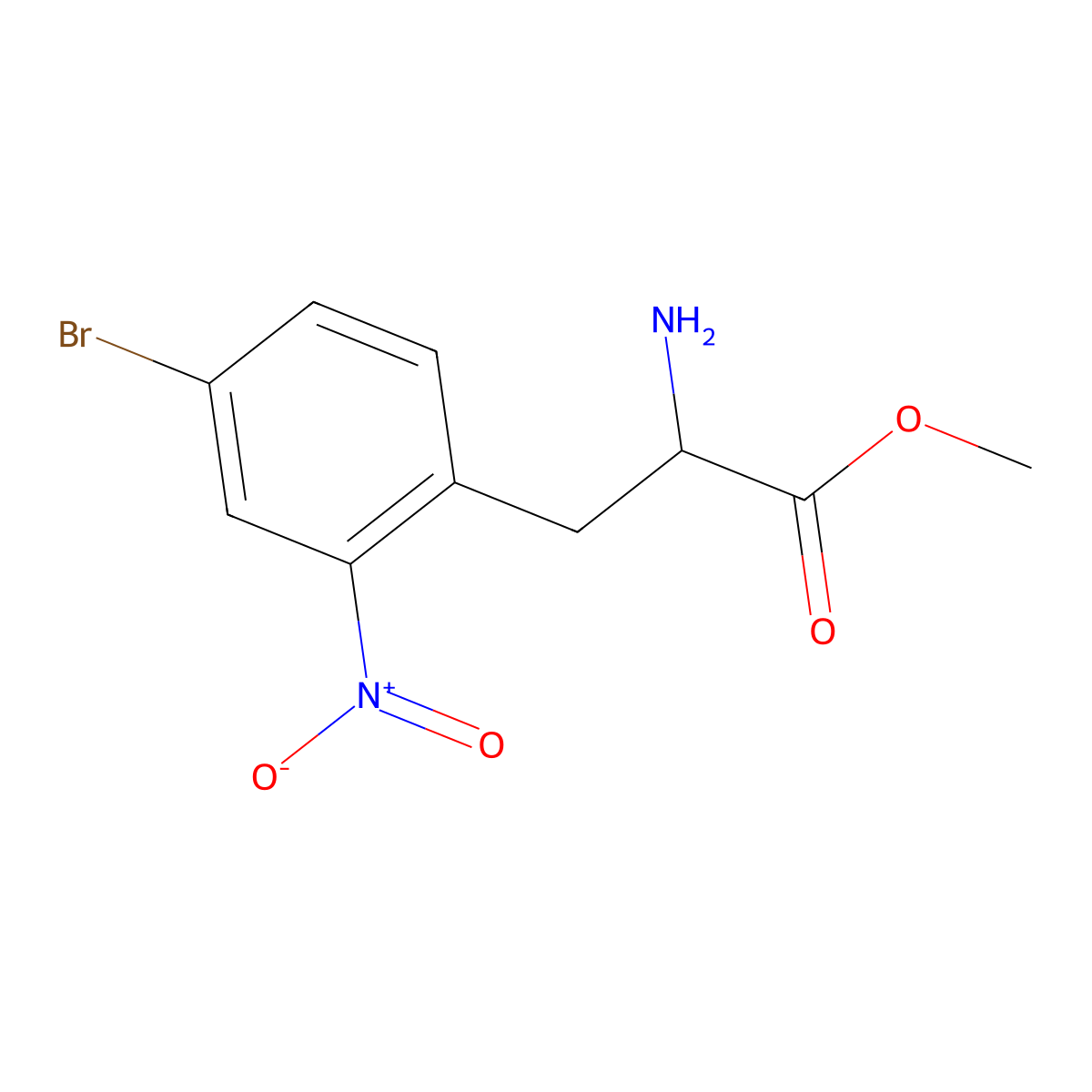 Methyl 2-amino-3-(4-bromo-2-nitrophenyl)propanoate molecular structure, CAS 1707277-59-5