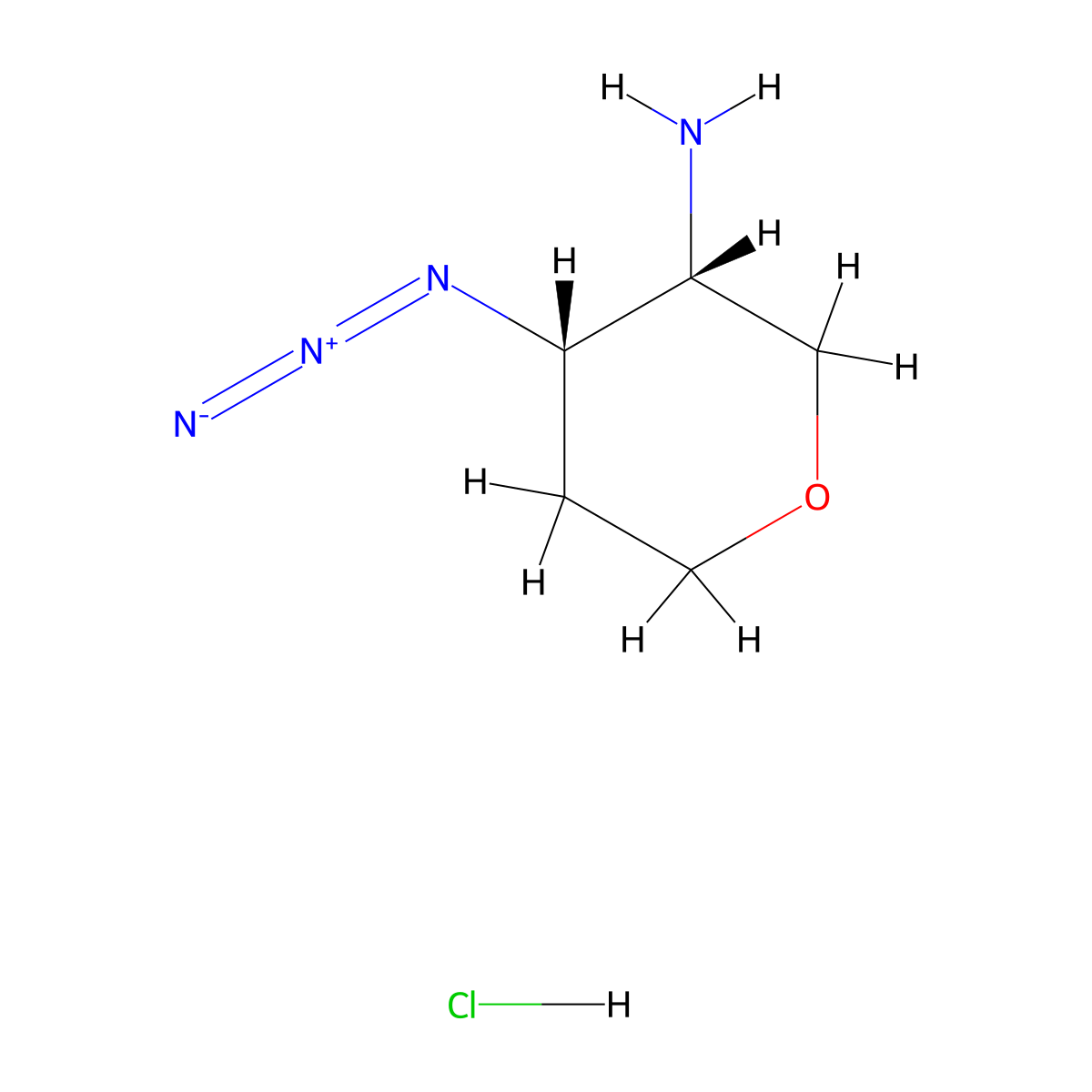 (3S,4S)-4-azidotetrahydro-2H-pyran-3-amine hydrochloride molecular structure, CAS 1707289-89-1