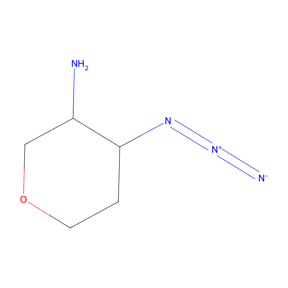 (3S,4S)-4-azidotetrahydropyran-3-amine molecular structure, CAS 1707290-10-5