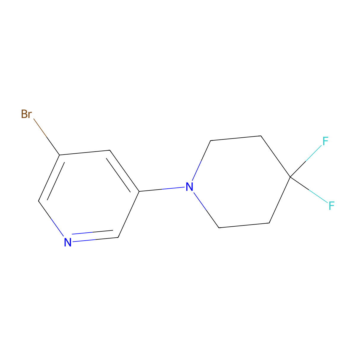 3-Bromo-5-(4,4-difluoropiperidin-1-yl)pyridine molecular structure, CAS 1707358-05-1