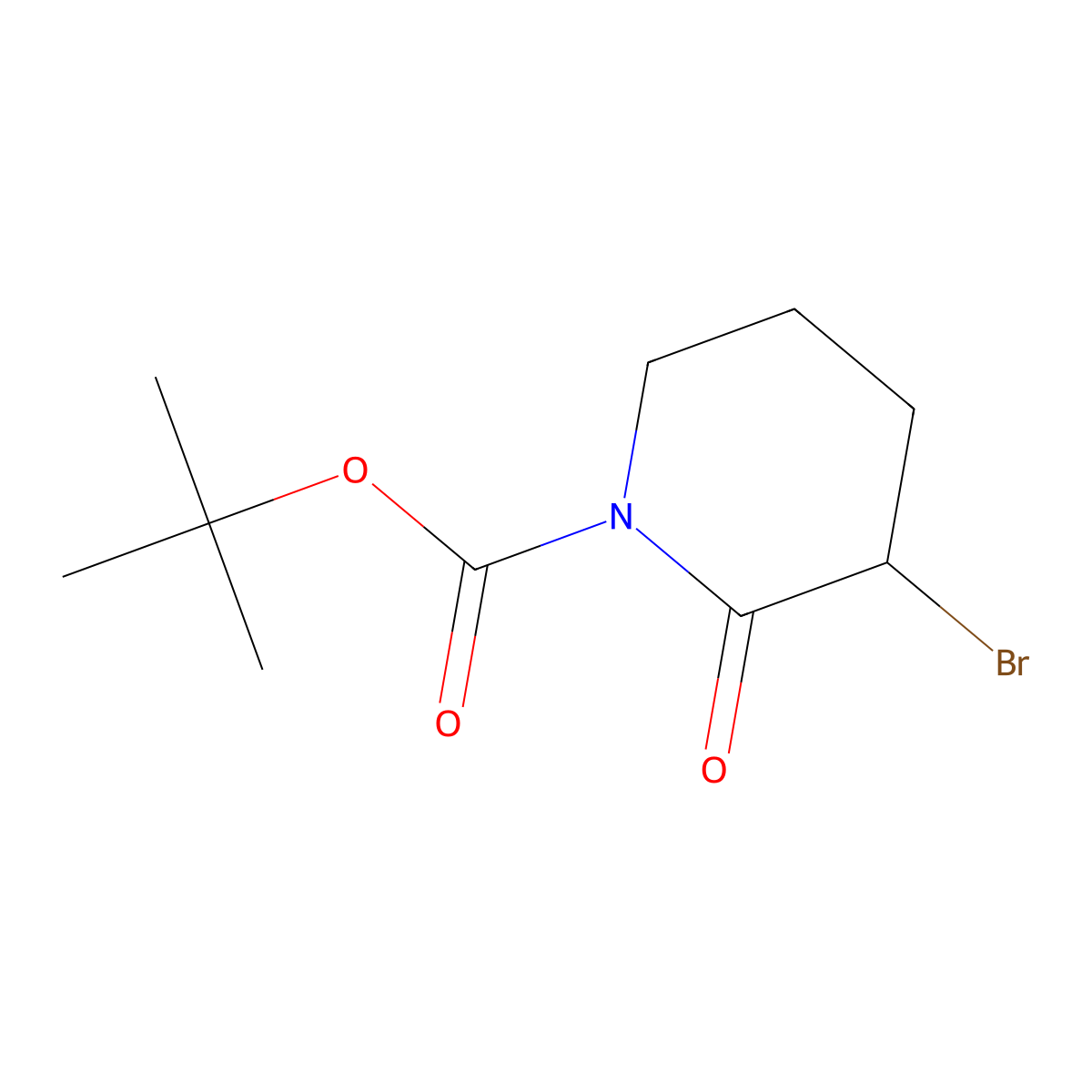 Tert-butyl 3-bromo-2-oxopiperidine-1-carboxylate molecular structure, CAS 1707358-29-9