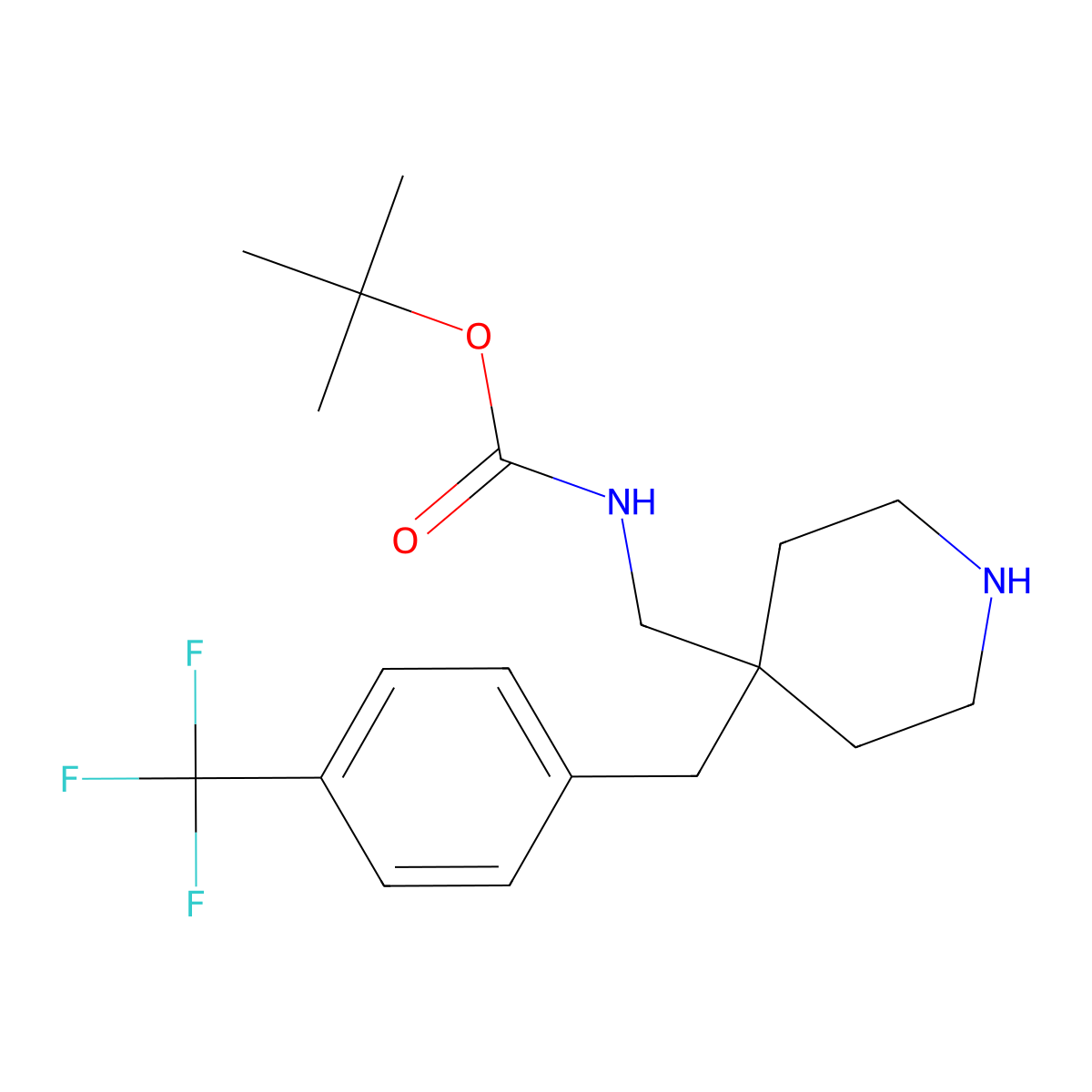 tert-Butyl ((4-(4-(trifluoromethyl)benzyl)piperidin-4-yl)methyl)carbamate molecular structure, CAS 1707358-35-7