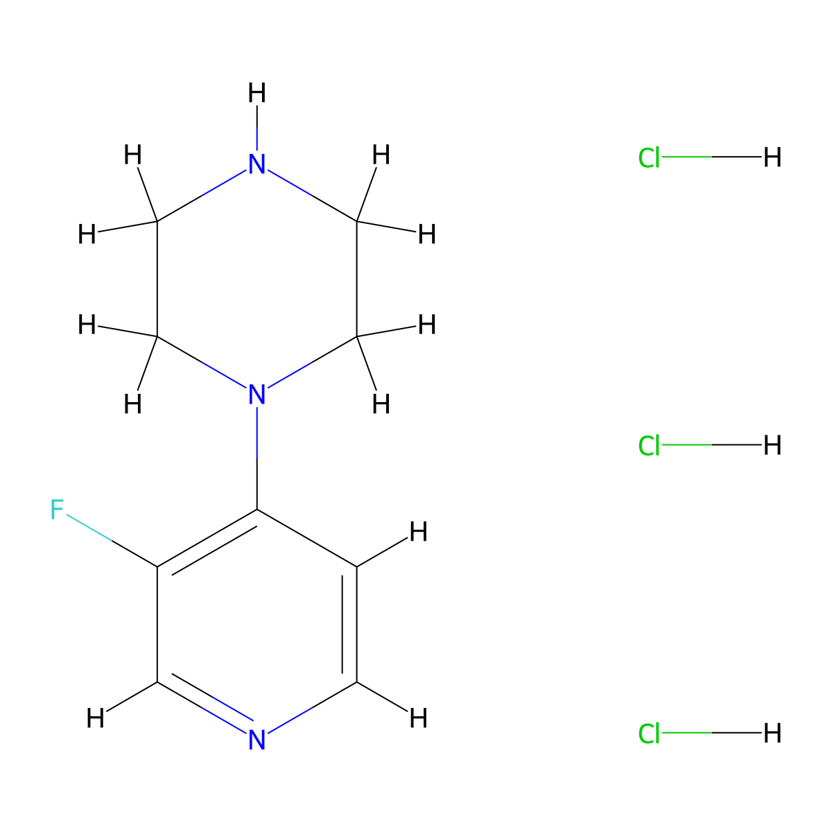 1-(3-Fluoropyridin-4-yl)piperazine trihydrochloride molecular structure, CAS 1707358-41-5