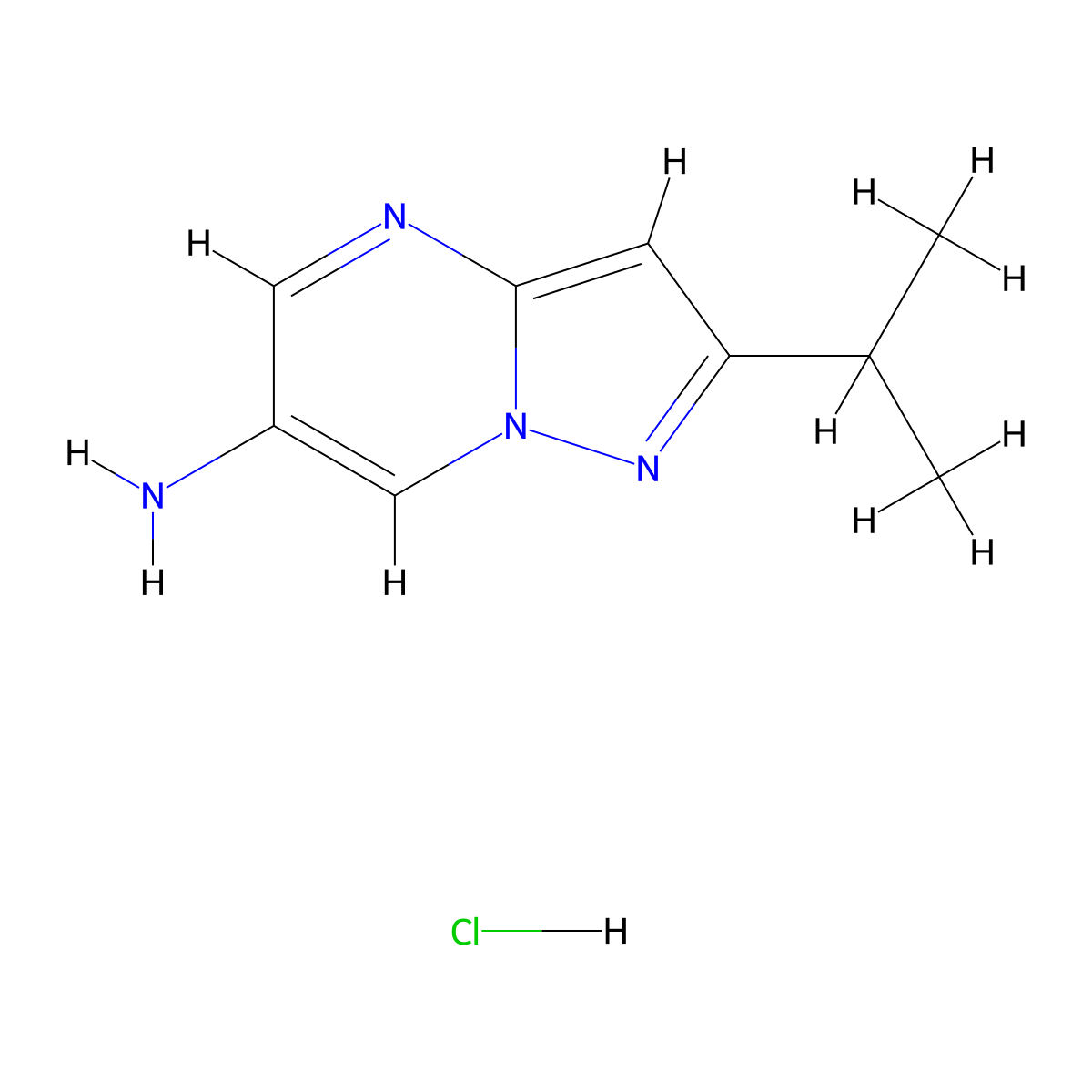 2-Isopropylpyrazolo[1,5-a]pyrimidin-6-amine hydrochloride molecular structure, CAS 1707358-53-9