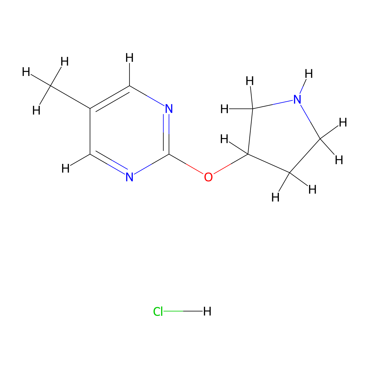 5-Methyl-2-(pyrrolidin-3-yloxy)pyrimidine hydrochloride molecular structure, CAS 1707358-54-0