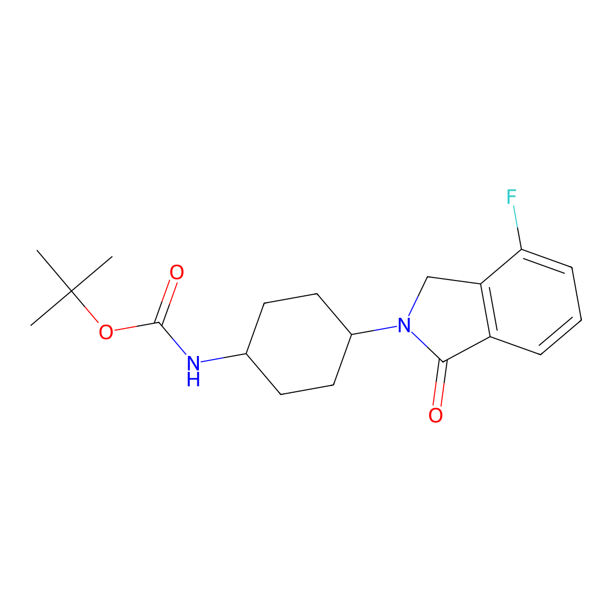tert-Butyl (1R*,4R*)-4-(4-fluoro-1-oxoisoindolin-2-yl)cyclohexylcarbamate molecular structure, CAS 1707358-61-9