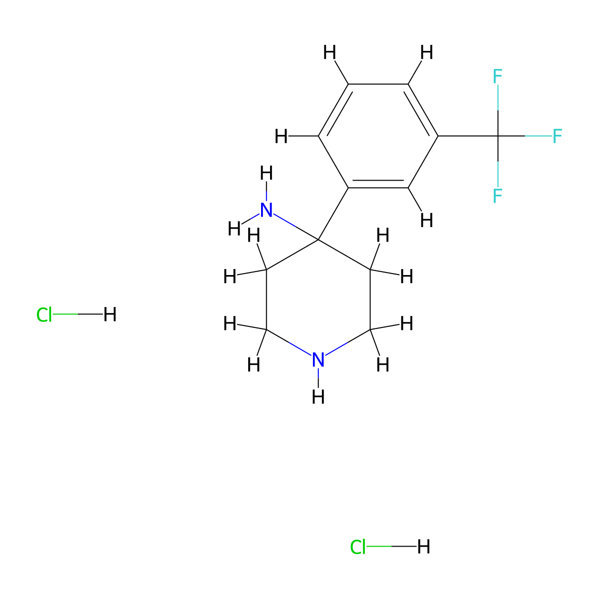 4-[3-(Trifluoromethyl)phenyl]piperidin-4-amine dihydrochloride molecular structure, CAS 1707358-71-1