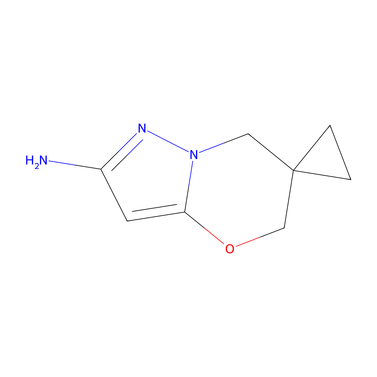 Spiro[5,7-dihydropyrazolo[5,1-b][1,3]oxazine-6,1'-cyclopropane]-2-amine molecular structure, CAS 1707358-72-2