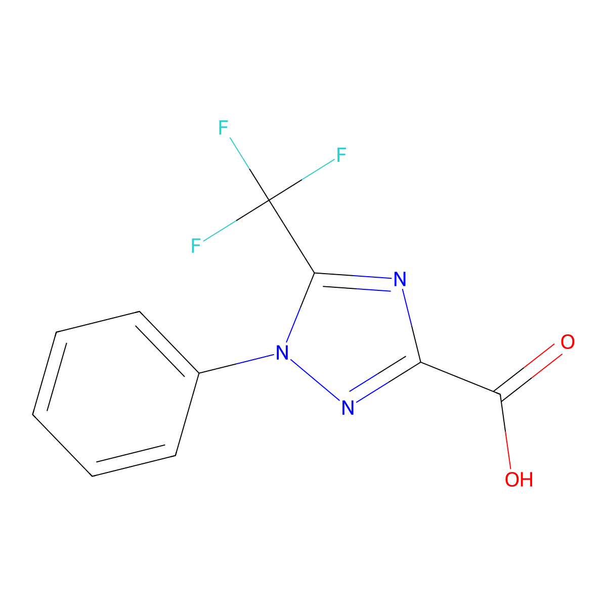 1-Phenyl-5-(trifluoromethyl)-1H-1,2,4-triazole-3-carboxylic acid molecular structure, CAS 1707359-86-1