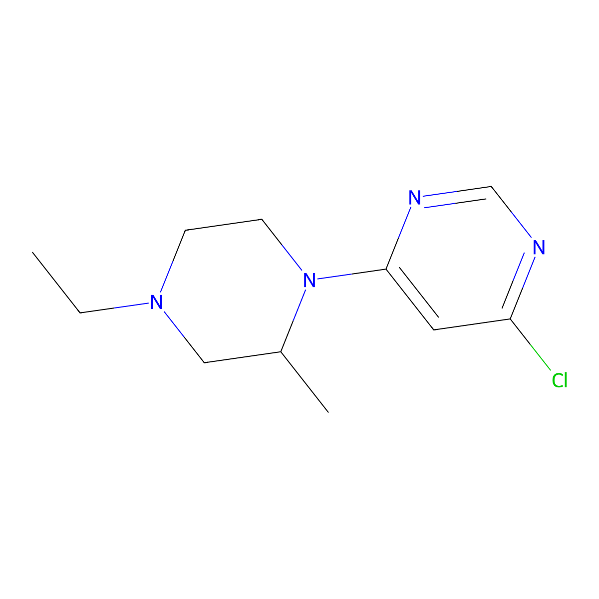 4-Chloro-6-(4-ethyl-2-methylpiperazin-1-yl)pyrimidine molecular structure, CAS 1707361-49-6