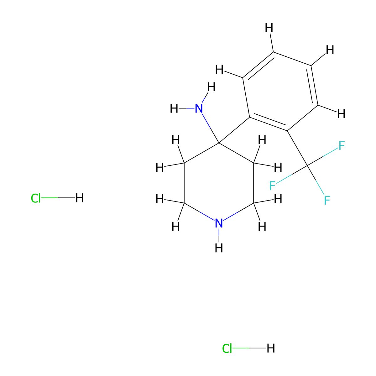 4-[2-(Trifluoromethyl)phenyl]piperidin-4-amine dihydrochloride molecular structure, CAS 1707361-50-9