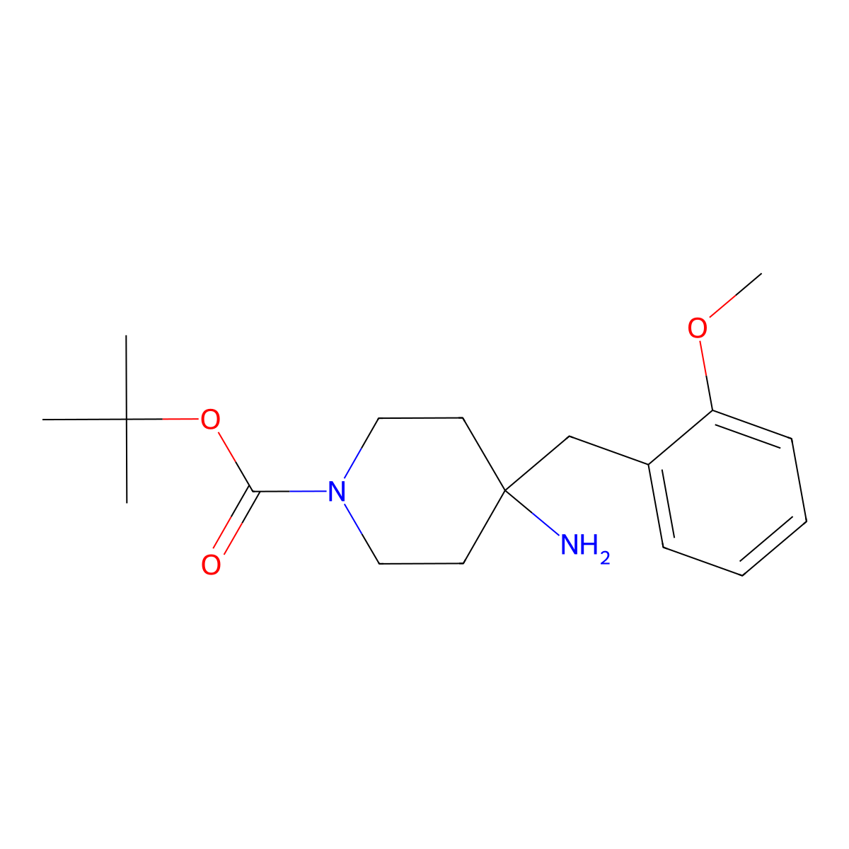 tert-Butyl 4-amino-4-(2-methoxybenzyl)piperidine-1-carboxylate molecular structure, CAS 1707361-57-6
