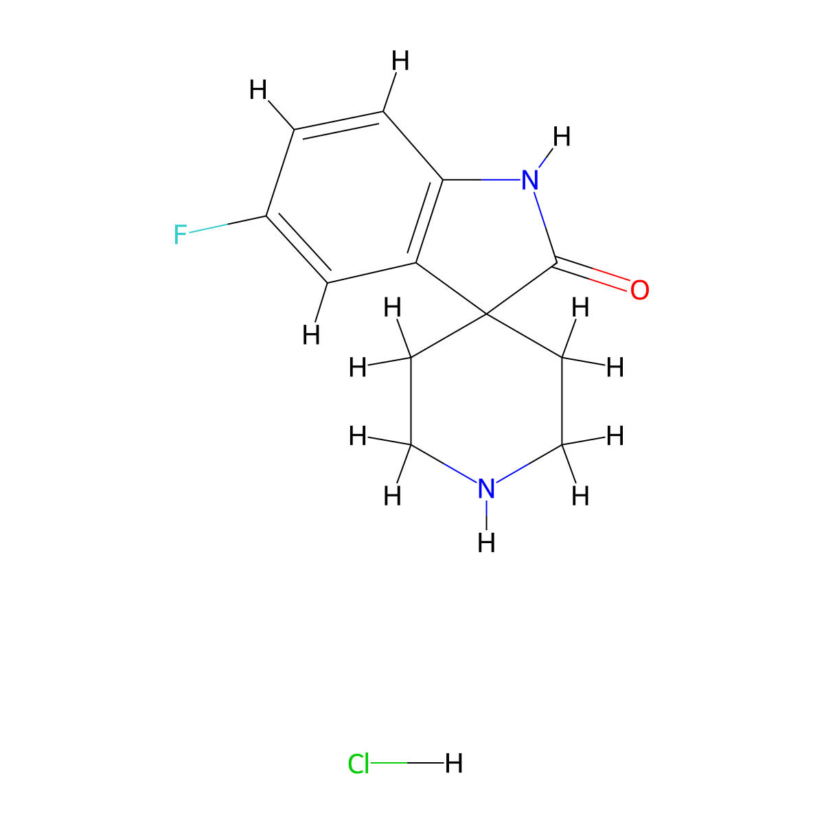 5-Fluoro-1,2-dihydrospiro[indole-3,4'-piperidine]-2-one hydrochloride molecular structure, CAS 1707361-59-8