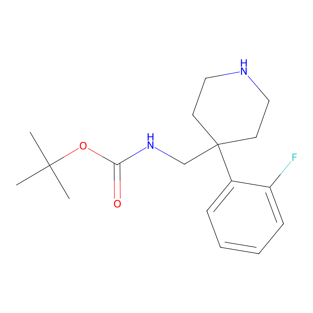 tert-Butyl ((4-(2-fluorophenyl)piperidin-4-yl)methyl)carbamate molecular structure, CAS 1707361-61-2