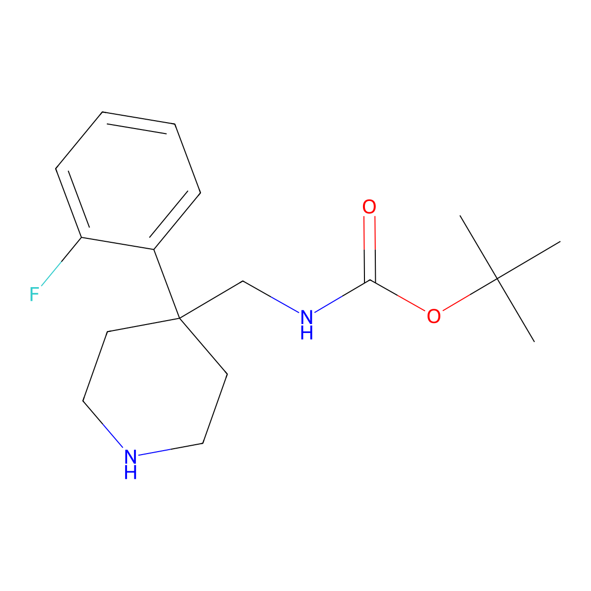 tert-Butyl ((4-(2-fluorophenyl)piperidin-4-yl)methyl)carbamate molecular structure, CAS 1707361-61-2