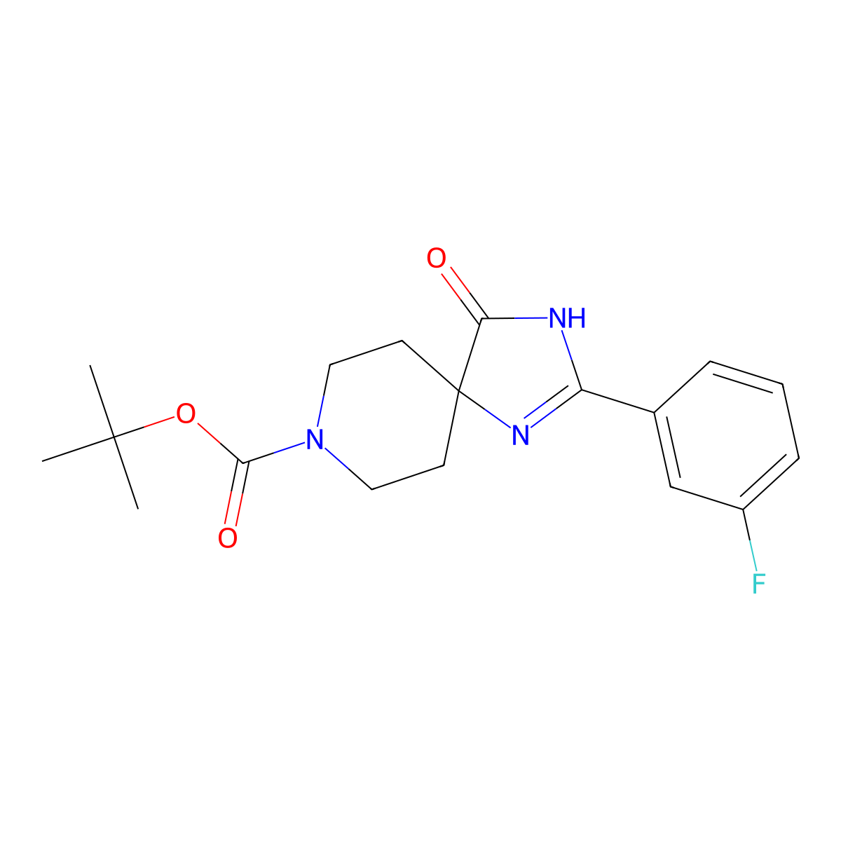 tert-Butyl2-(3-fluorophenyl)-4-oxo-1,3,8-triazaspiro[4.5]dec-1-ene-8-carboxylate molecular structure, CAS 1707361-64-5