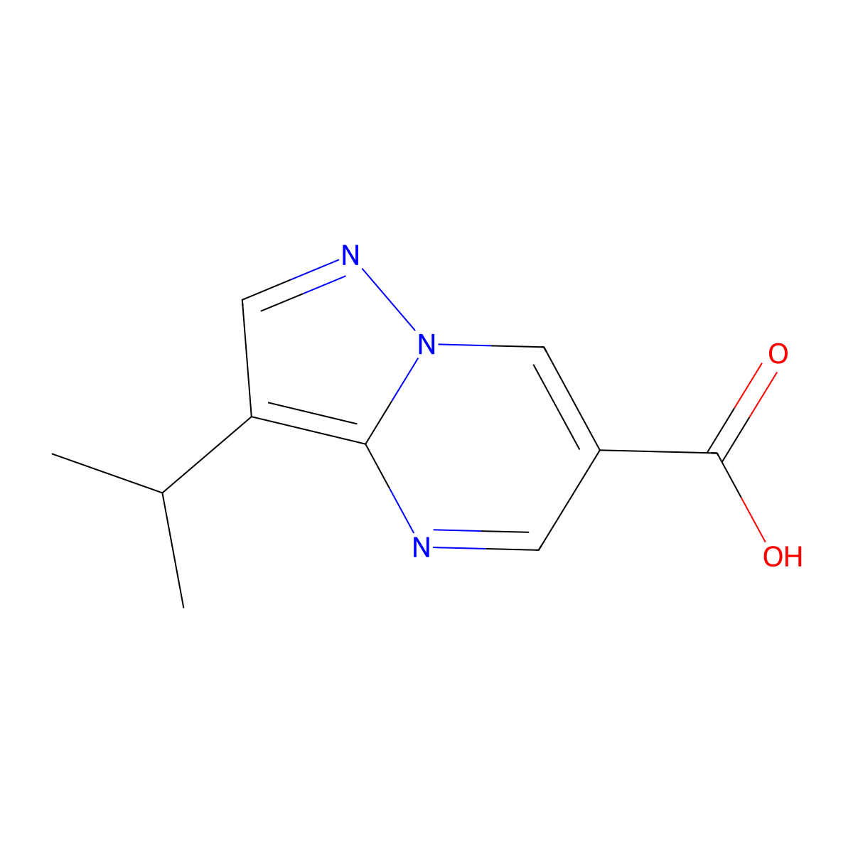 3-Isopropylpyrazolo[1,5-a]pyrimidine-6-carboxylic acid molecular structure, CAS 1707361-67-8