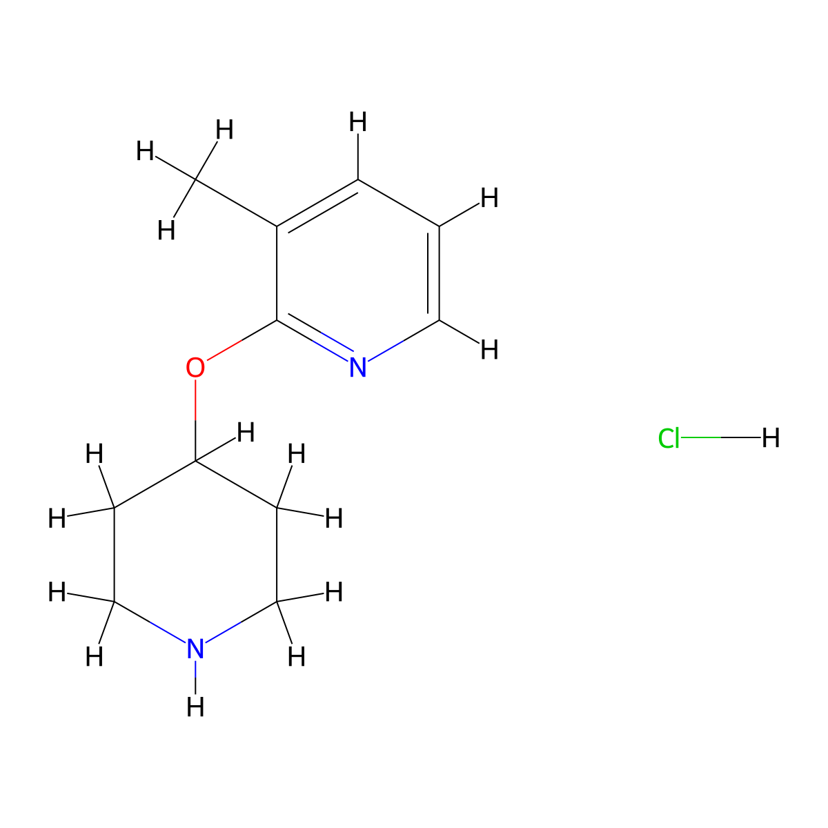 3-Methyl-2-(piperidin-4-yloxy)pyridine hydrochloride molecular structure, CAS 1707361-70-3