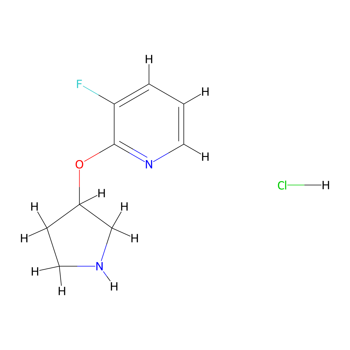 3-Fluoro-2-(pyrrolidin-3-yloxy)pyridine hydrochloride molecular structure, CAS 1707361-72-5