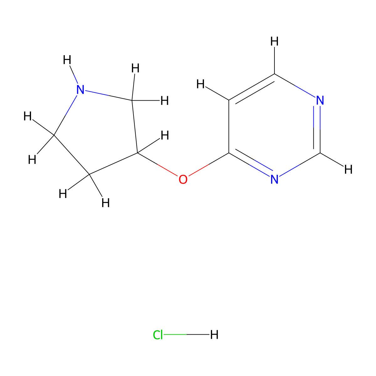 4-(Pyrrolidin-3-yloxy)pyrimidine hydrochloride molecular structure, CAS 1707361-79-2