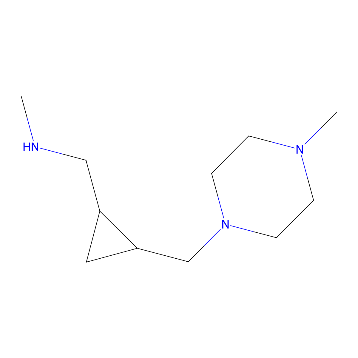 Methyl-[2-(4-methyl-piperazin-1-ylmethyl)-cyclopropylmethyl]-amine molecular structure, CAS 1707364-84-8