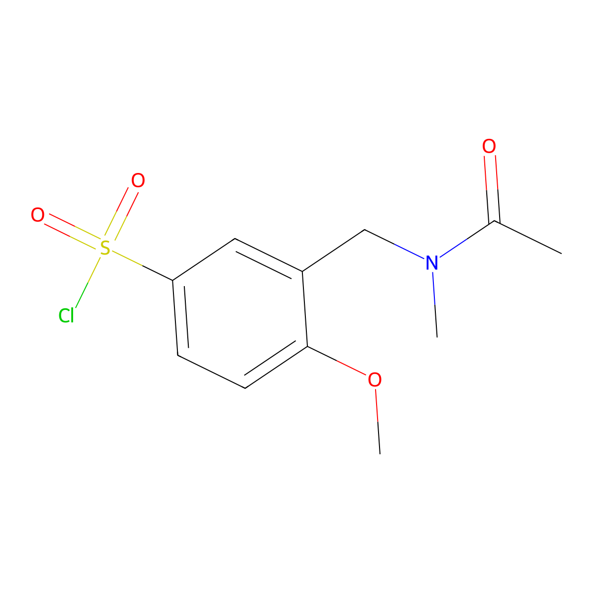 4-methoxy-3-((N-methylacetamido)methyl)benzene-1-sulfonyl chloride molecular structure, CAS 1707364-99-5